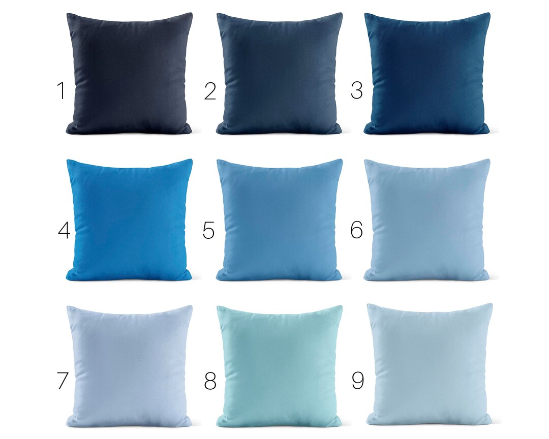 Solid Blue Throw Pillow Cover Navy Light Blue Decorative Pillows for