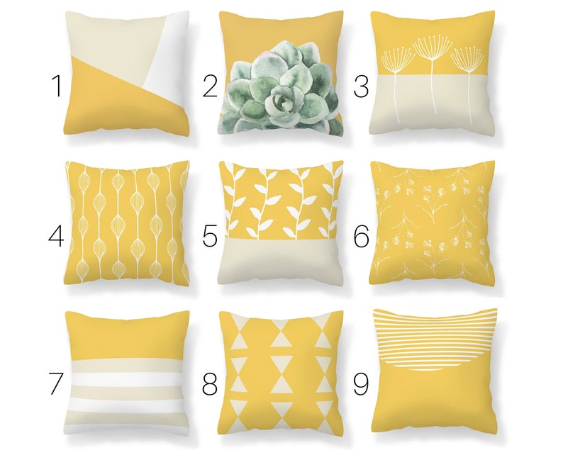 Yellow Cream Throw Pillow Cover Modern Mix and Match Pillow Etsy