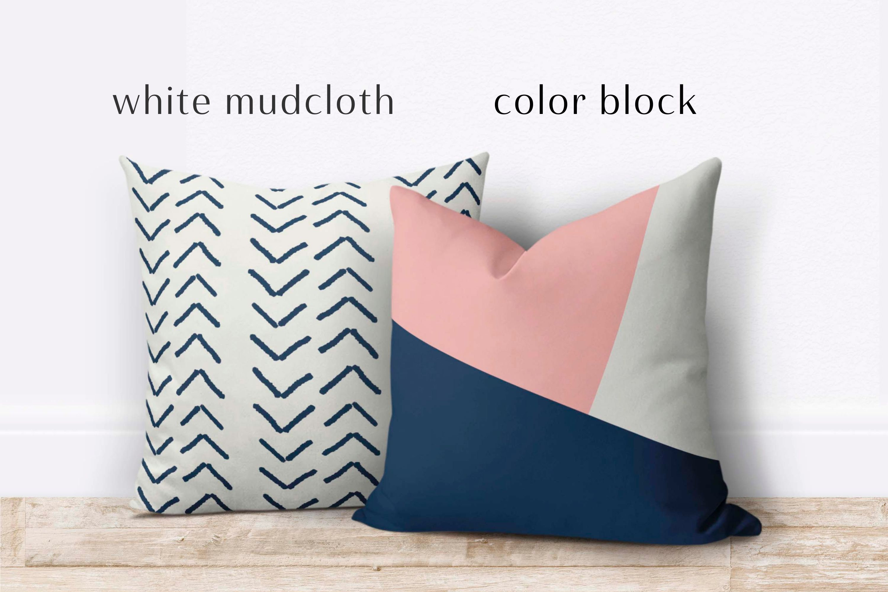 Blush and navy pillows online