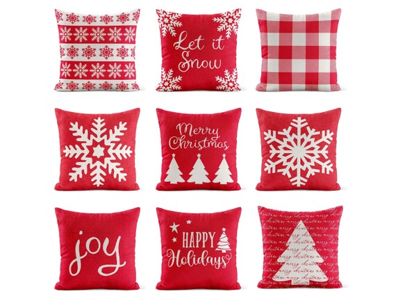 Red holiday pillows hotsell