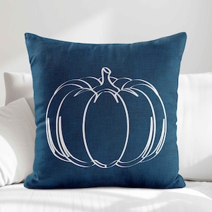 Blue Pumpkin Throw Pillow Cover • Fall Pillow Cover • Minimalist Autumn Fall Accent Pillow • Thanksgiving Decorative Pillows for Couch