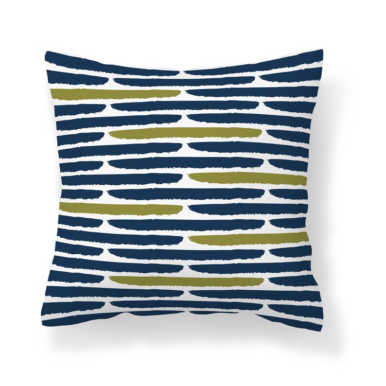 Blue Green Gray Throw Pillow Navy Lime Pillow Cover Modern Etsy