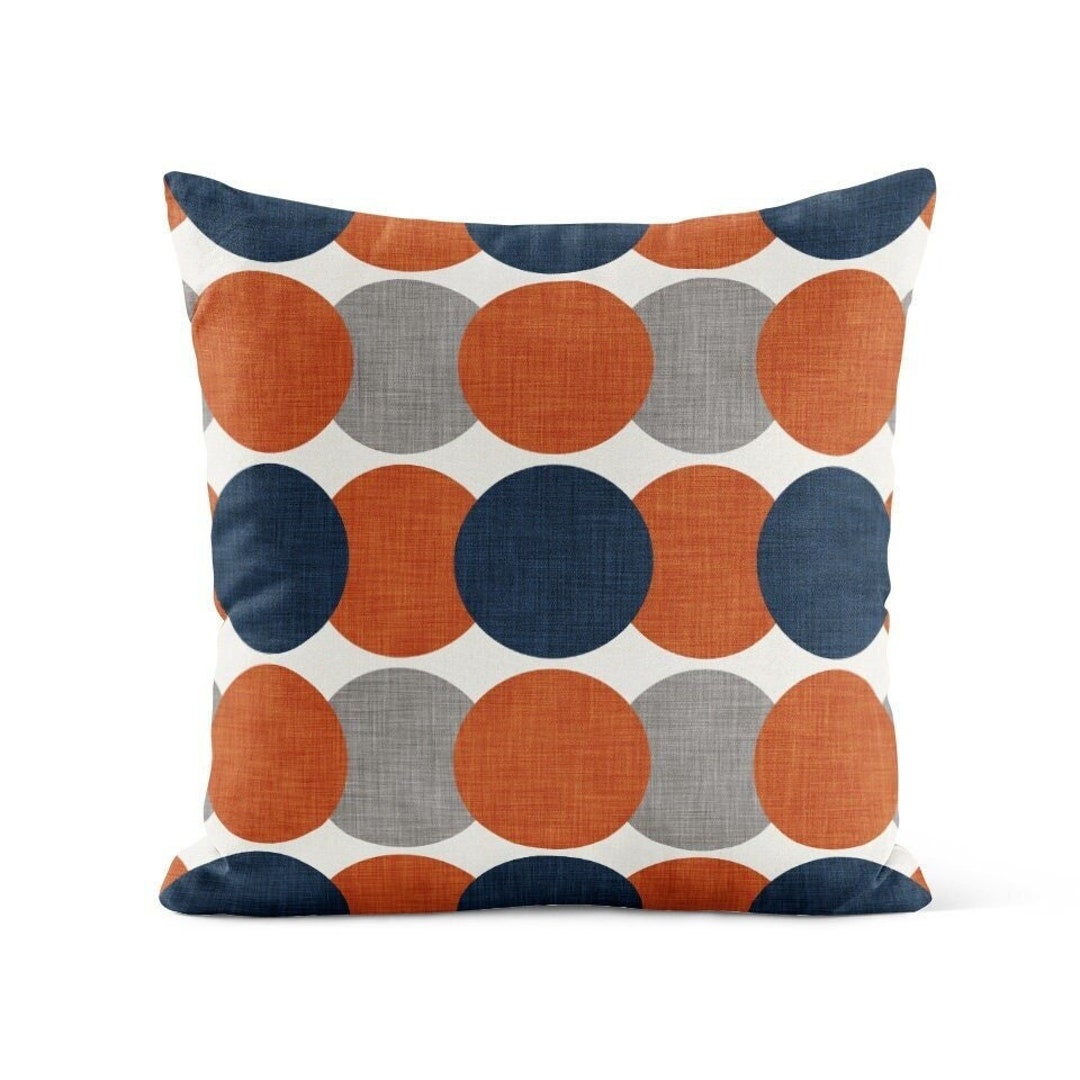 Burnt Orange Gray Navy Throw Pillow Cover Mid Century Modern Decorative Pillows for Couch - Etsy