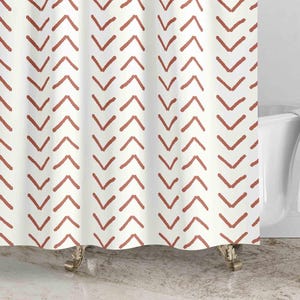 Terracotta Mudcloth Print Shower Curtain • Boho Bohemian Bath Curtain • Bathroom Decor