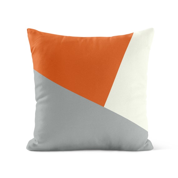 Gray Burnt Orange Color Block Throw Pillow Cover Terracotta - Etsy