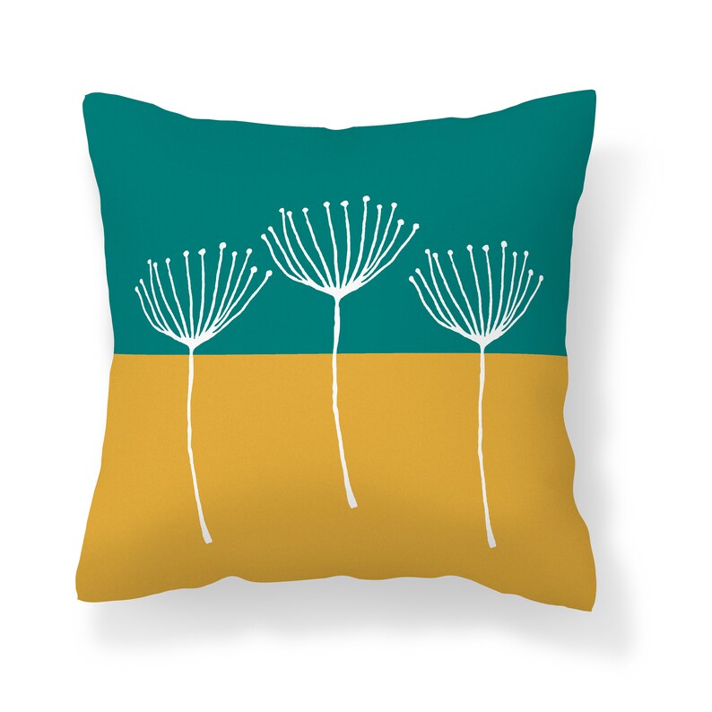 Mustard Yellow Teal Outdoor Pillow Modern Mix and Match Etsy