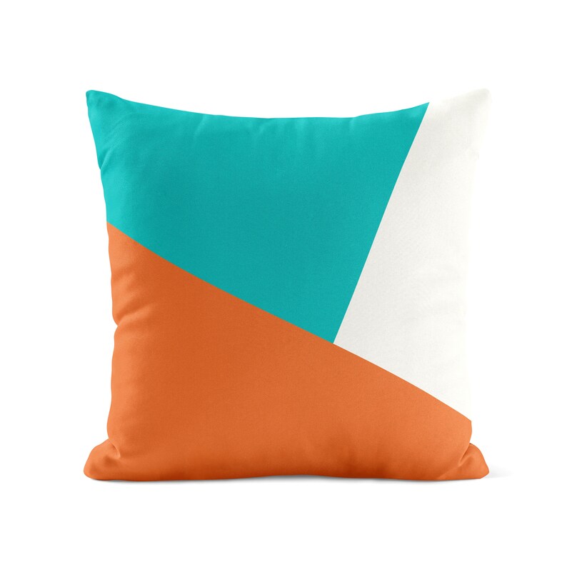 Burnt Orange Teal Blue Throw Pillow Cover Pillow Case Etsy