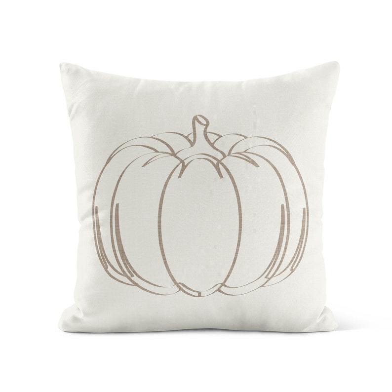 White Pumpkin Throw Pillow Cover Autumn Fall Pillow Cover Minimalist Thanksgiving Decor Decorative Pillows for Couch image 1