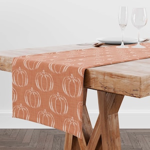 Terracotta Pumpkin Table Runner • Thanksgiving Fall Table Runner • Autumn Table Runner for Dining Room Kitchen