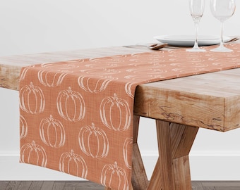 Terracotta Pumpkin Table Runner • Thanksgiving Fall Table Runner • Autumn Table Runner for Dining Room Kitchen