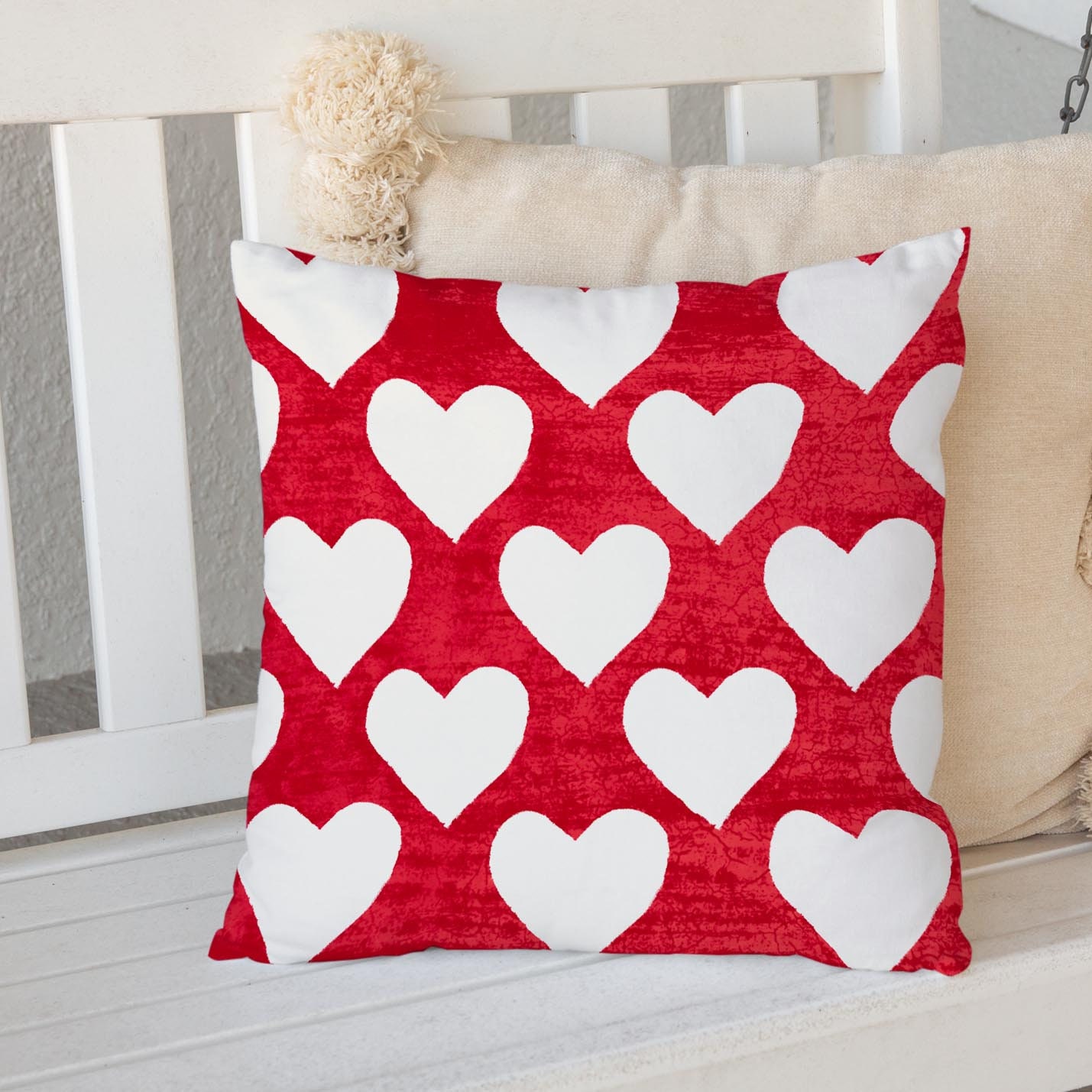 Almohada EXTERIOR de San Valentin Almohada de corazon blanco rojo Decoracion del dia de San Valentin Almohadas de San Valentin al aire libre Etsy Espana