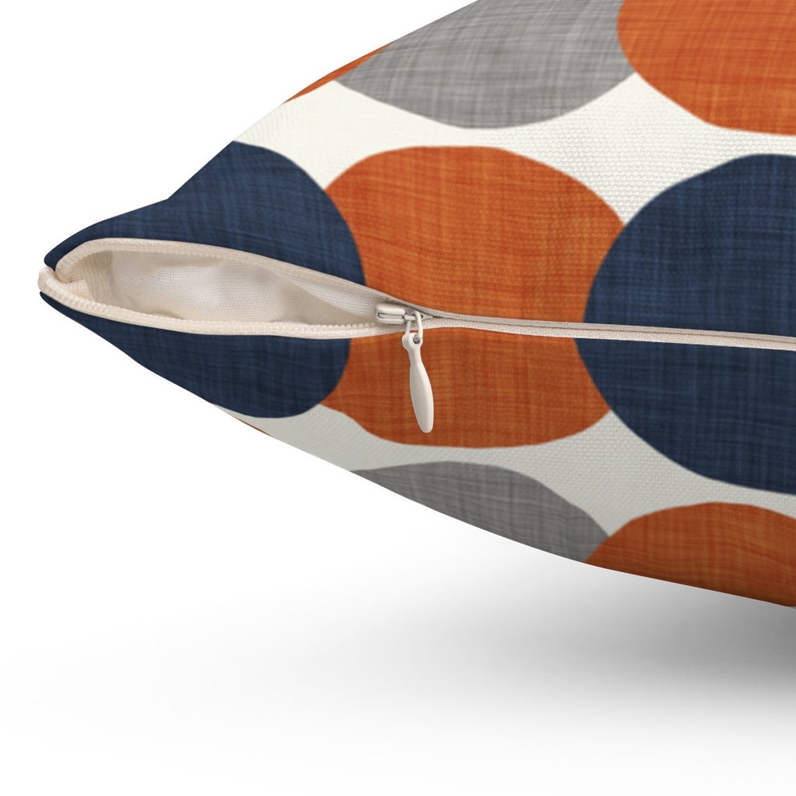 Burnt Orange Gray Navy Throw Pillow Cover Mid Century Modern Etsy