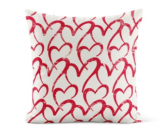 Red Heart Throw Pillow Cover • Valentine Pillow Cover • Valentines Decor • Valentine's Day Decor