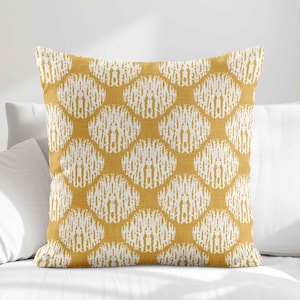 Mustard Ikat Throw Pillow Cover • Yellow Cushion Cover • Decorative Pillows for Couch