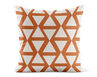 Burnt Orange Geometric Throw Pillow Cover • Terracotta Pillow Case • Decorative Pillows for Couch