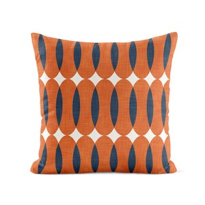 Burnt Orange Navy OUTDOOR Pillow • Mid Century Modern Patio Cushions •  Porch Decor