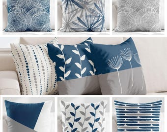 Funda de almohada gris azulada • Cojines decorativos para sofá • Fundas de almohada decorativas