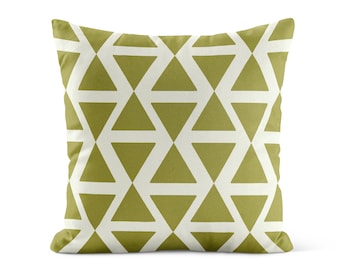 Lime White Geometric Throw Pillow Cover • Green Pillow Cases • Modern Decorative Pillows for Couch