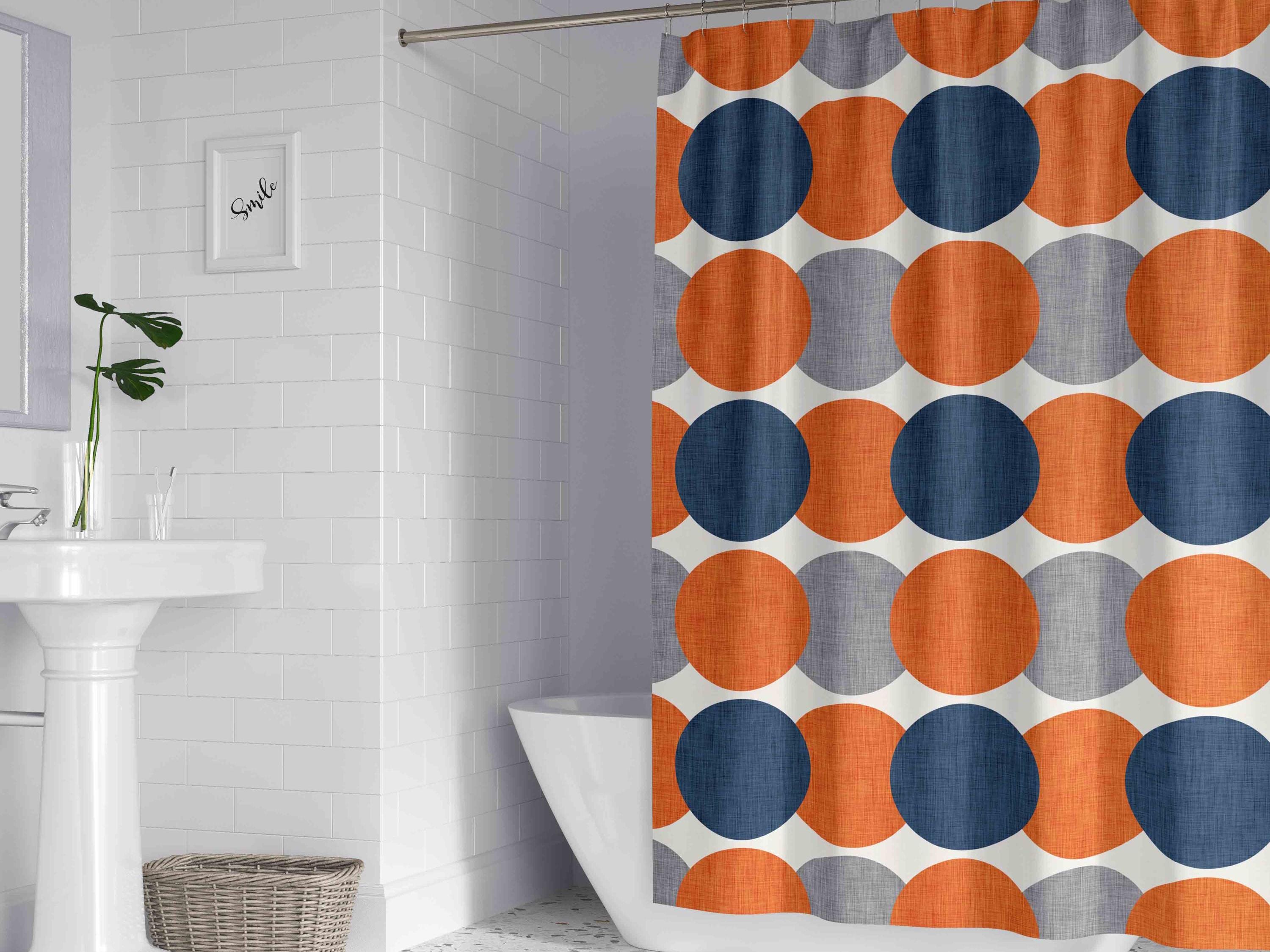 Orange and gray shower curtain discount