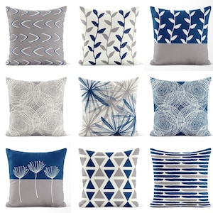 Gray Blue Outdoor Pillow • Patio Cushions • Patio Decor  Porch Decor