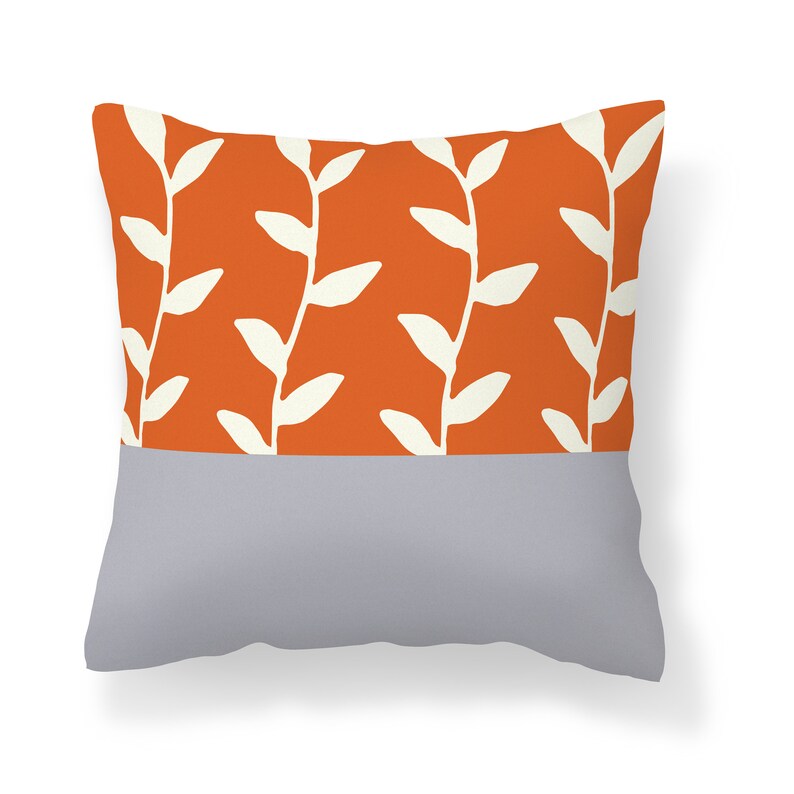 Burnt Orange Gray Outdoor Pillow Modern Patio Cushions Etsy