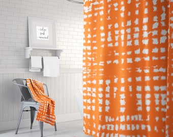 Orange Shower Curtain • Colorful Bath Curtain • Modern Bathroom Decor