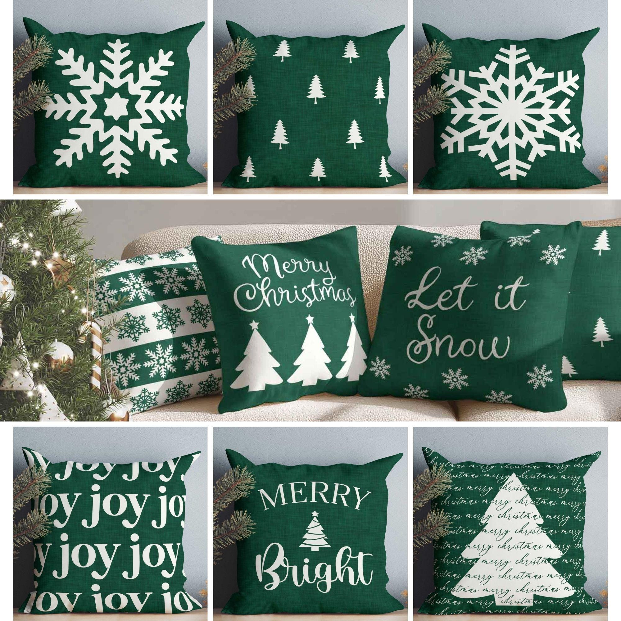 36 Creative Christmas Decor Ideas to Transform Your Space: Festive Hacks You'll Love 20 Green Christmas Throw Pillow Cover