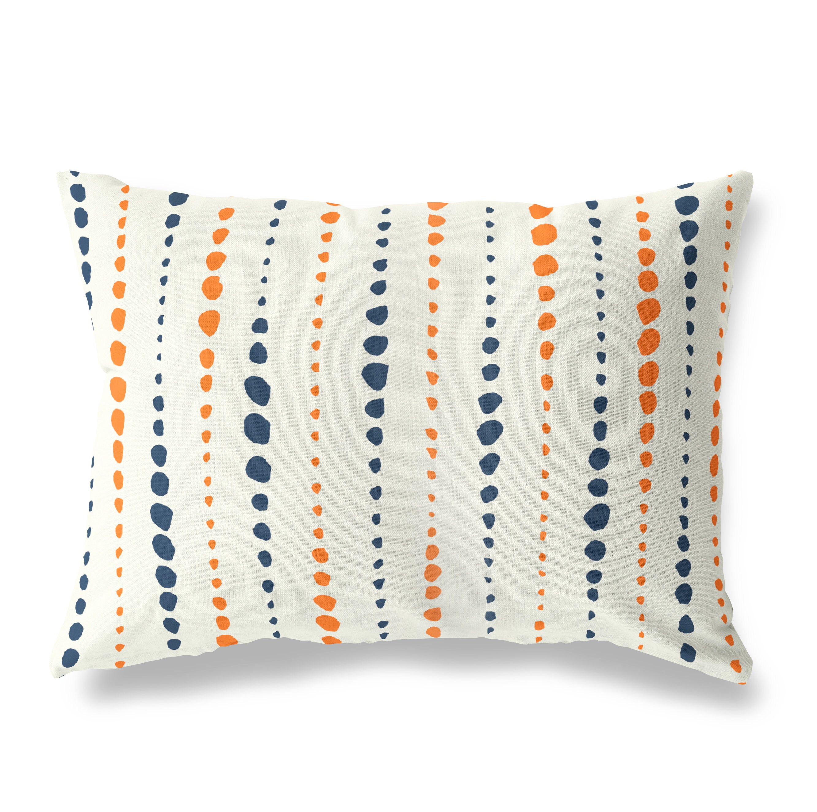 Navy Orange Lumbar Throw Pillow Cover Pillow Cases 14x20 Etsy