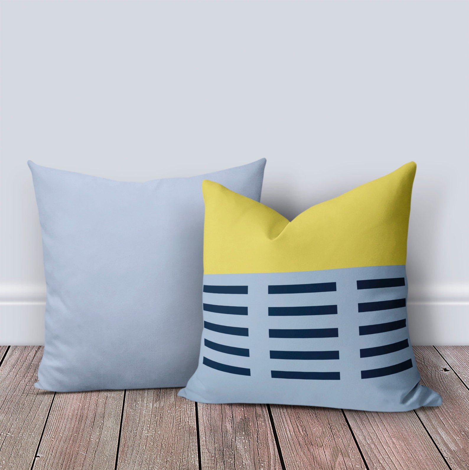 Yellow Light Blue Outdoor Pillow Patio Cushions Patio Etsy
