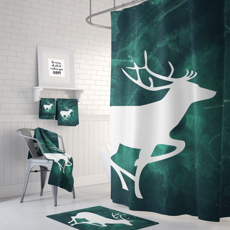 Green Deer Bath Mat Bath Rug Bathroom Decor Shower Mat Etsy
