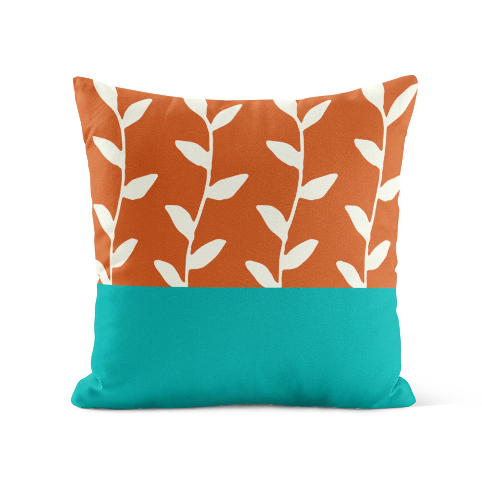 Burnt Orange Teal Outdoor Pillow Patio Cushions Patio Etsy