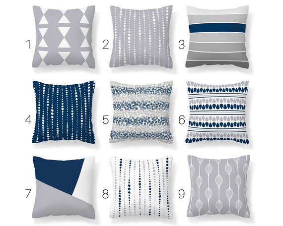 Blue Gray Throw Pillow Cover Modern Mix And Match Blue Gray Throw Pillow Cover Modern Mix, Blue Gray Sofa Pillows