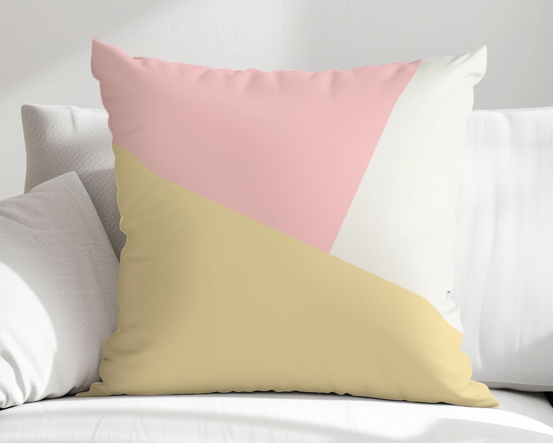 Buy Pink Butter Yellow Throw Pillow Cover • Color Block Pillow Cover •  Decorative Pillows for Couch Online in India