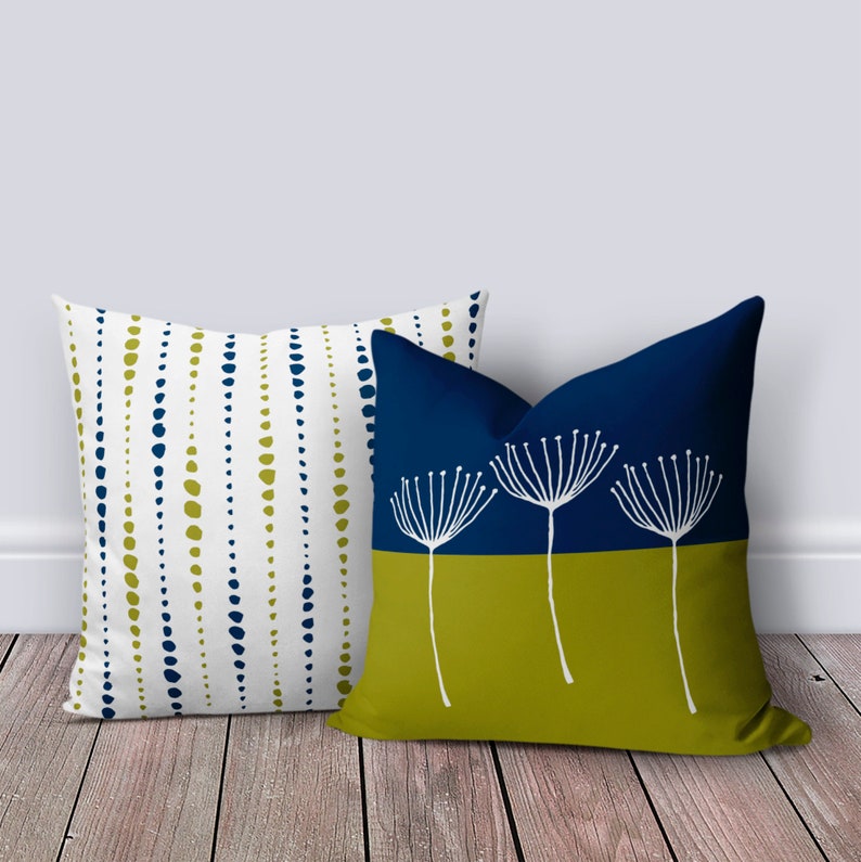 Green Blue Throw Pillow Cover Lime Green Pillow Case Etsy