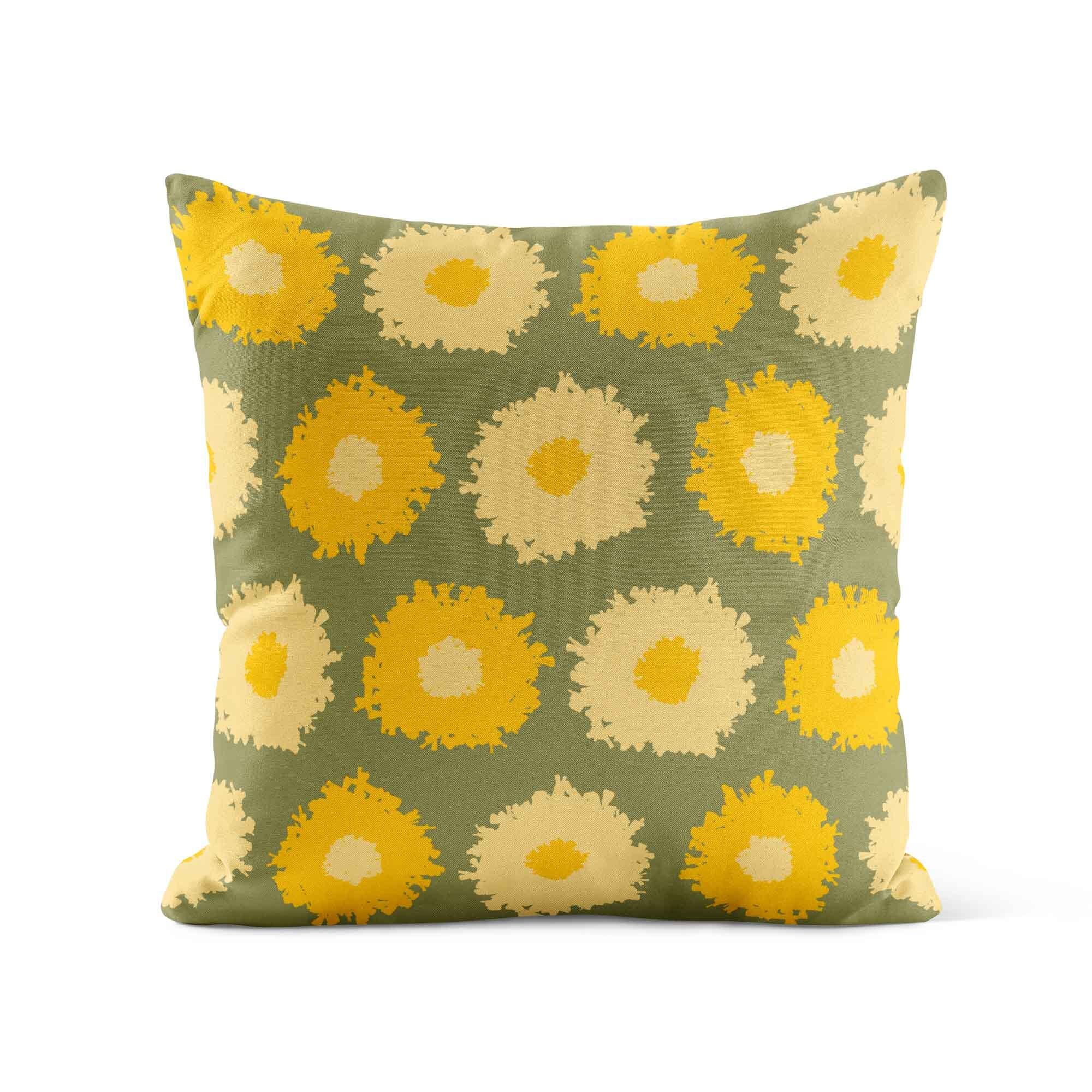 Yellow Olive Whimsical Wildflowers Throw Pillow Cover Floral Cushion Cover Decorative Pillows for Couch Etsy Canada