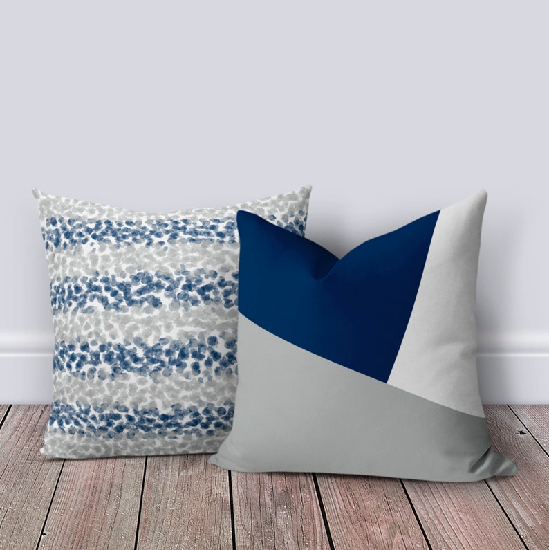 Blue Light Gray Outdoor Pillow Patio Cushions Patio Decor Etsy