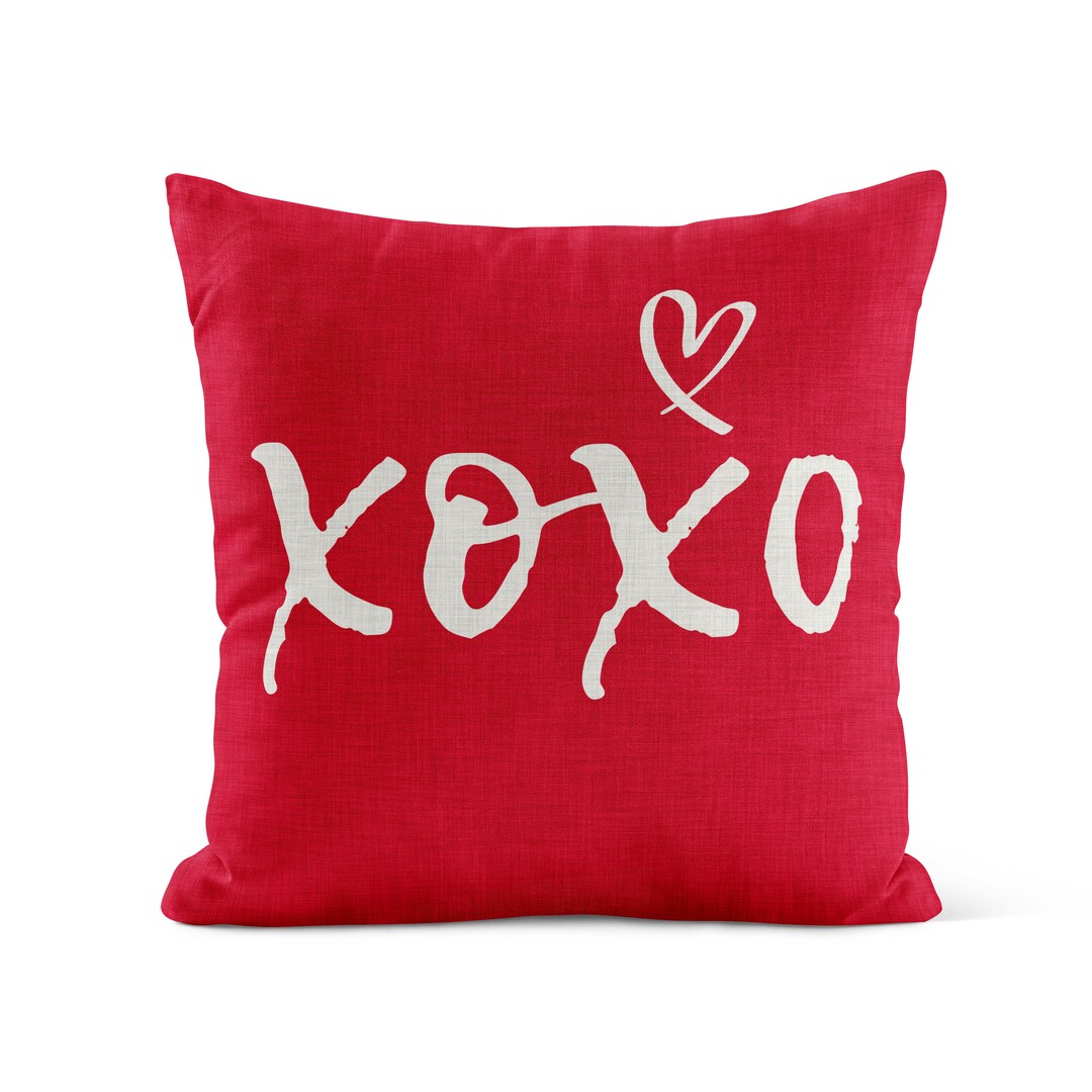 XOXO Throw Pillow Cover Red Valentine Pillow Valentines Etsy