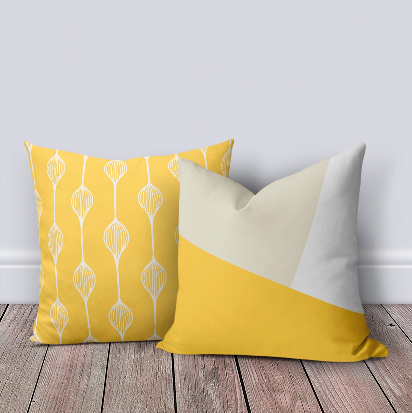 Yellow Cream Throw Pillow Cover Yellow Beige Pillowcase Etsy