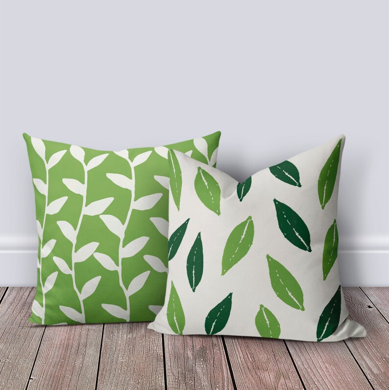 Green Throw Pillow Cover Leaf Pillow Case Decorative Etsy