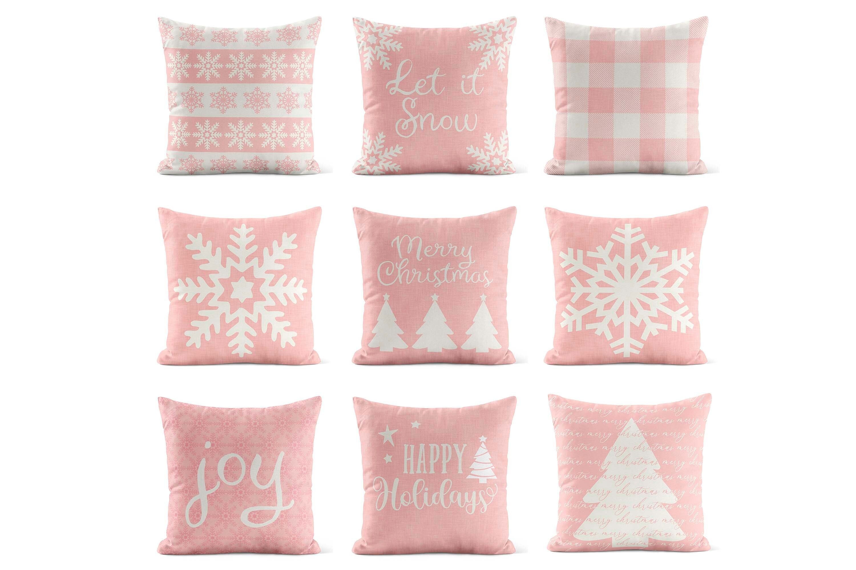 Pink snowflake pillow cheap