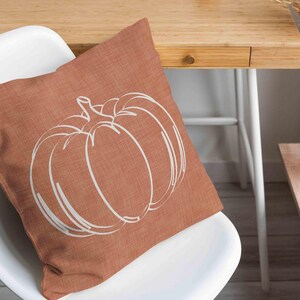 Terracotta Pumpkin Throw Pillow Cover • Minimalist Autumn Fall Accent Pillow • Thanksgiving Decorative Pillows for Couch image 4