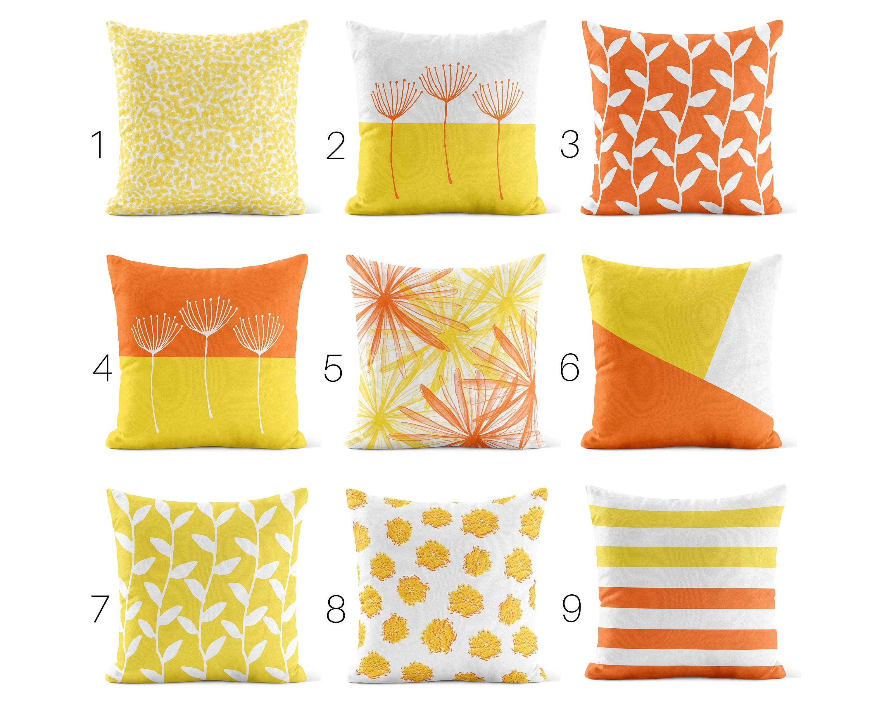 Orange Yellow Throw Pillow Cover Modern Mix and Match Pillow Etsy