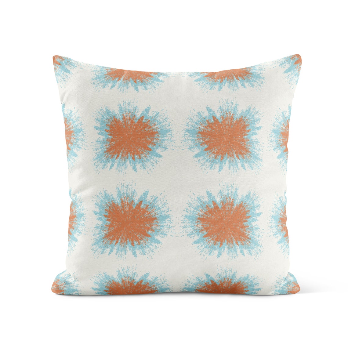 Burnt Orange Light Blue Outdoor Pillow Patio Cushions - Etsy