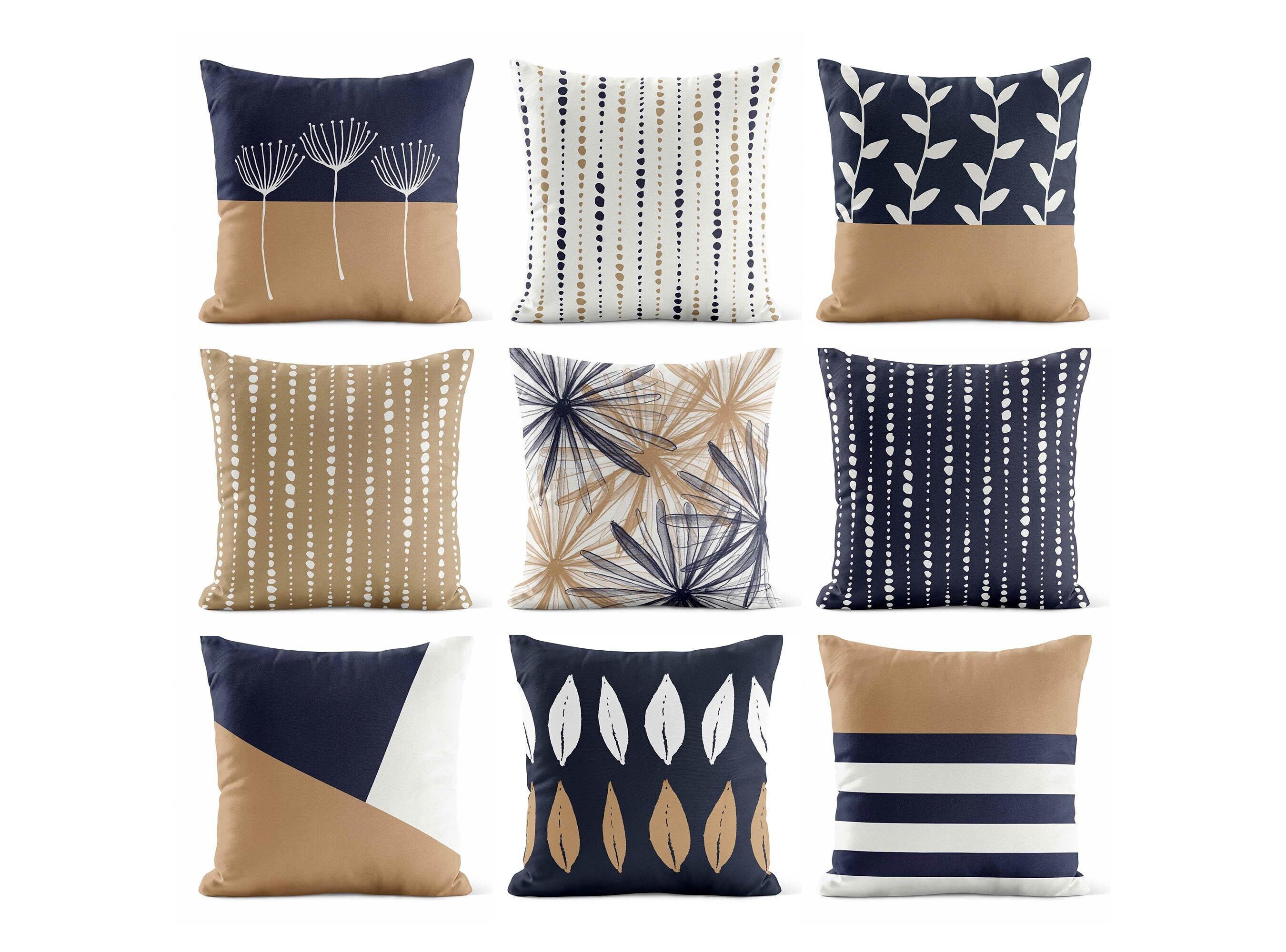 Blue Beige Pillow Etsy Canada