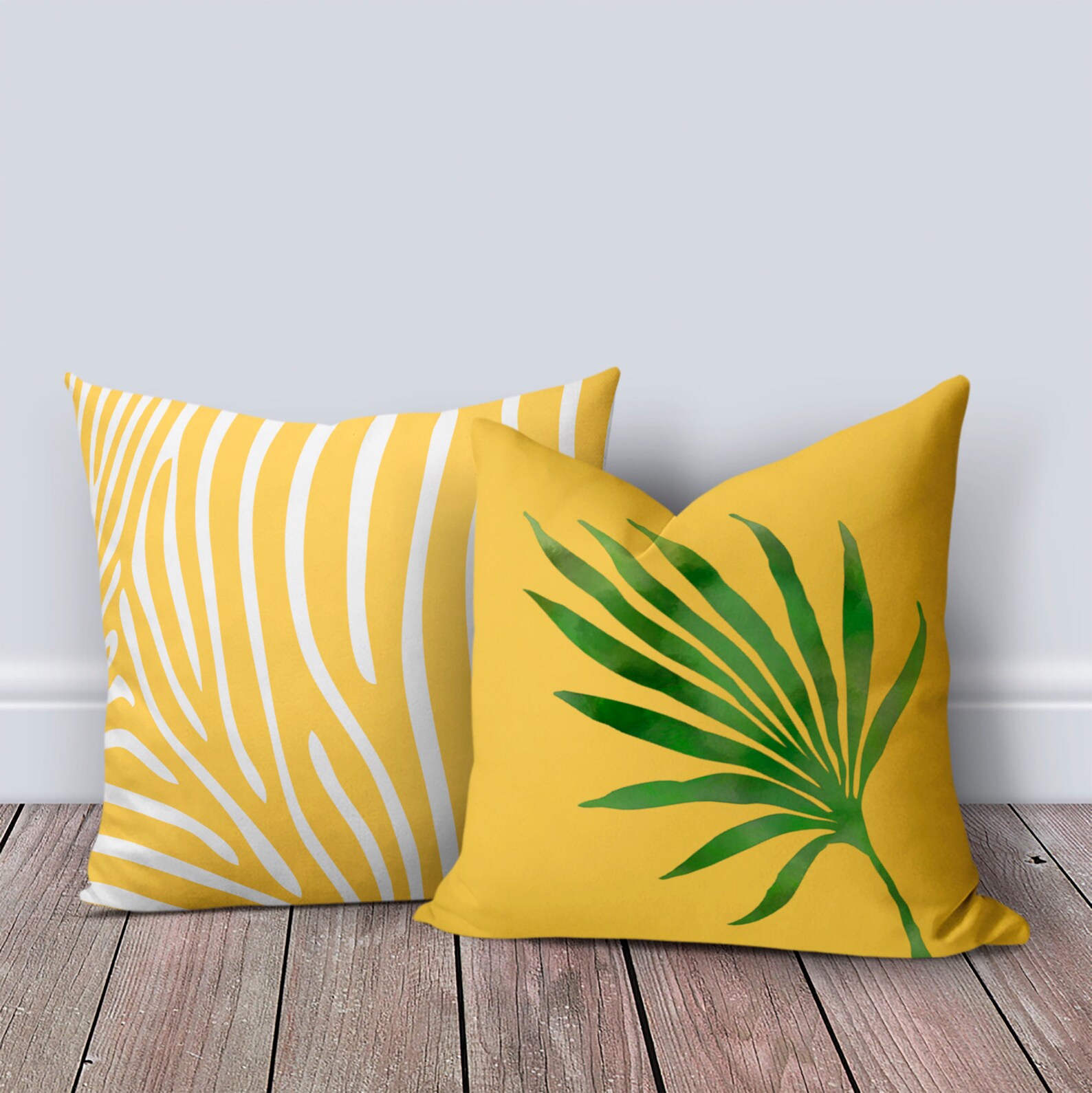 Yellow Green Throw Pillow Cover Leaf Pillow Cover Etsy