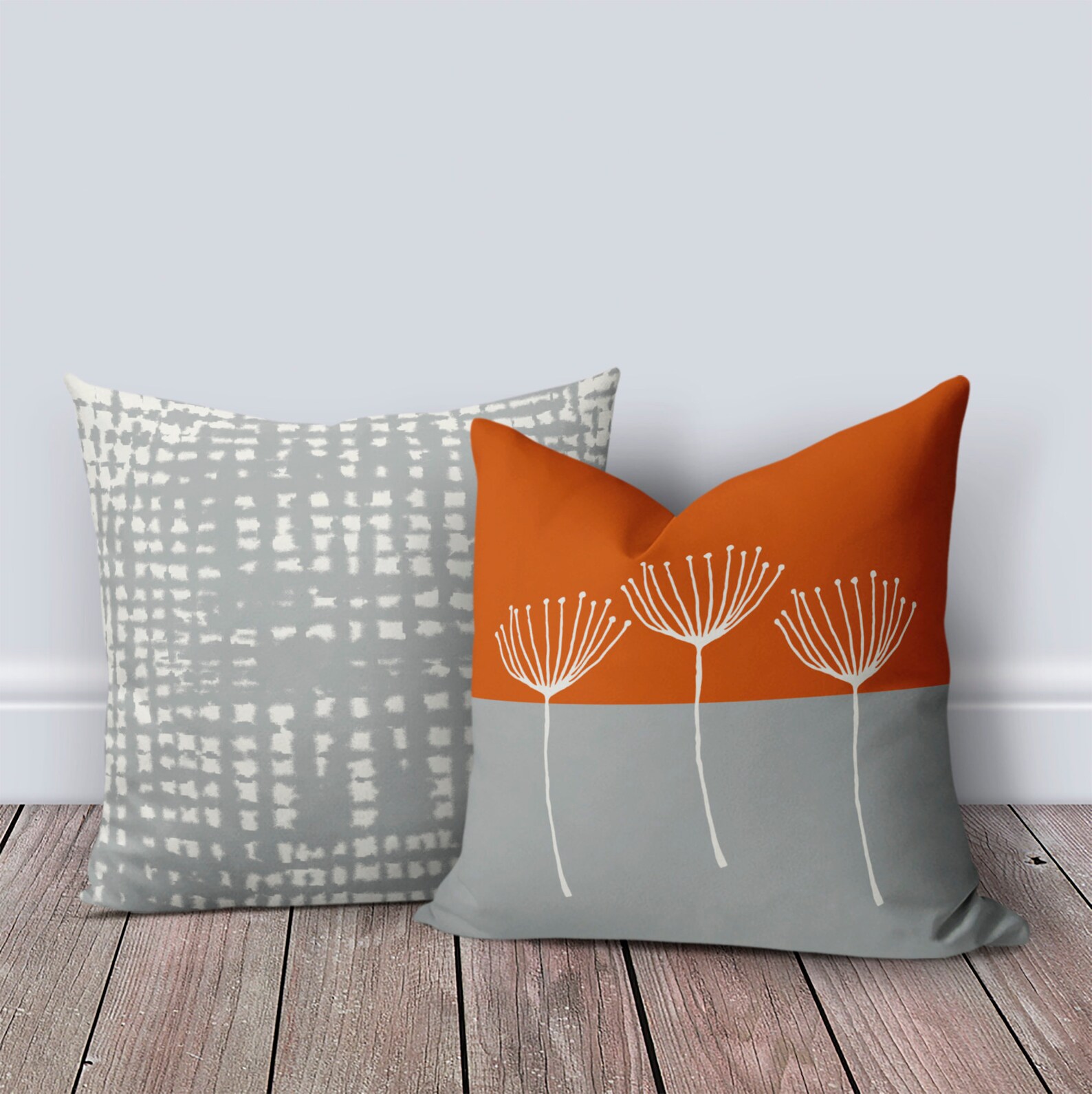 Burnt Orange Gray Outdoor Pillow Patio Cushions Patio Etsy