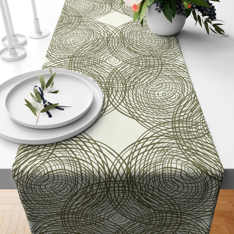 Olive Green Table Runner Table Decor Table Top Kitchen Etsy