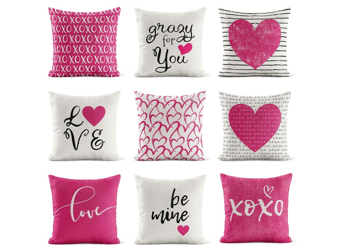 Berry Pink Valentine Throw Pillow Cover Valentine Pillow Covers Valentines Day Decor Heart