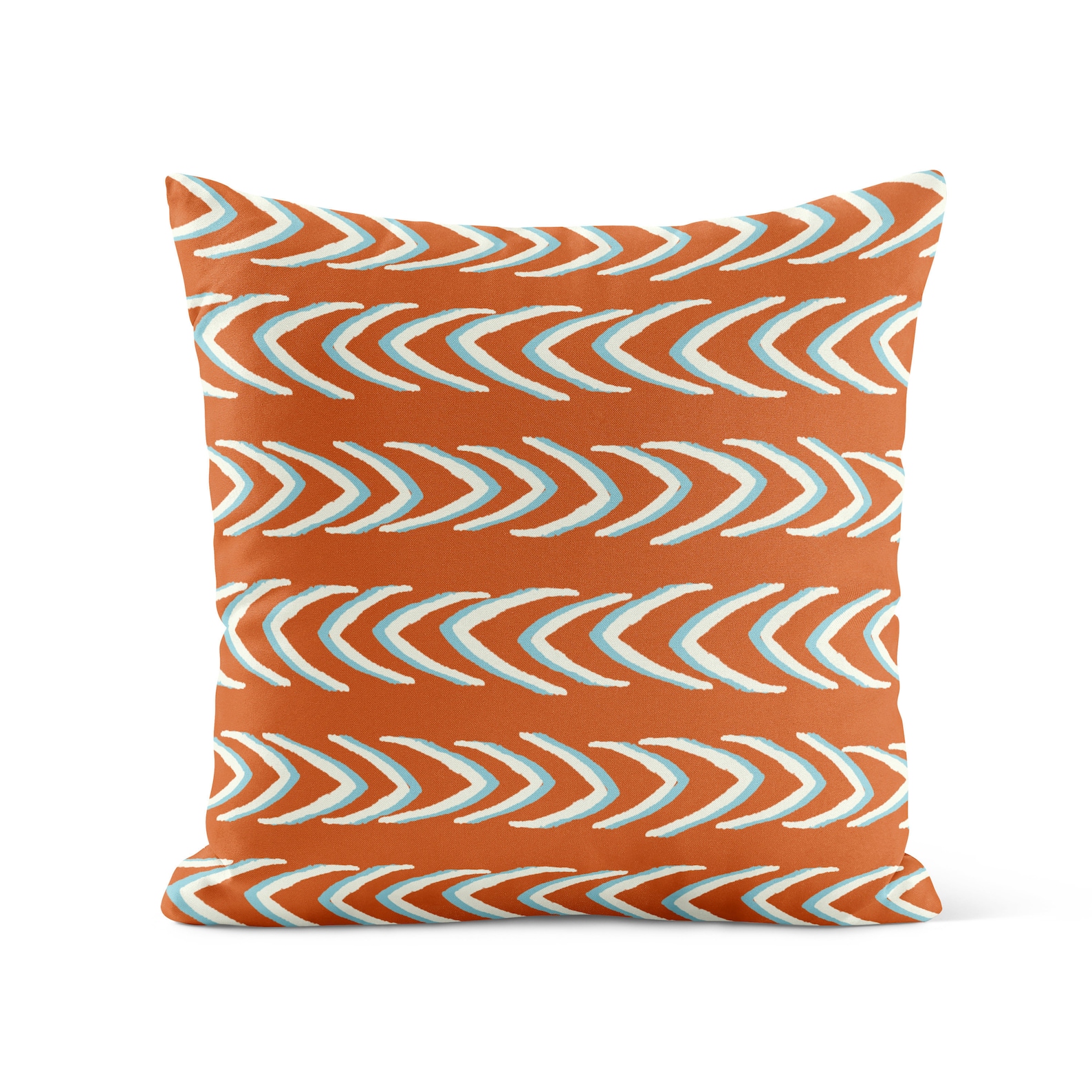 Burnt Orange Light Blue Outdoor Pillow Modern Patio Cushions | Etsy
