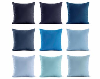 Funda de cojín azul liso • Cojines decorativos azul marino para sofá • Funda de cojín decorativo